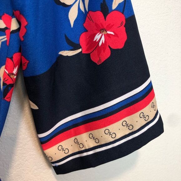 NEW Ann Taylor Petite Border Floral Belted Midi Dress Size Small Petite - Picture 7 of 11